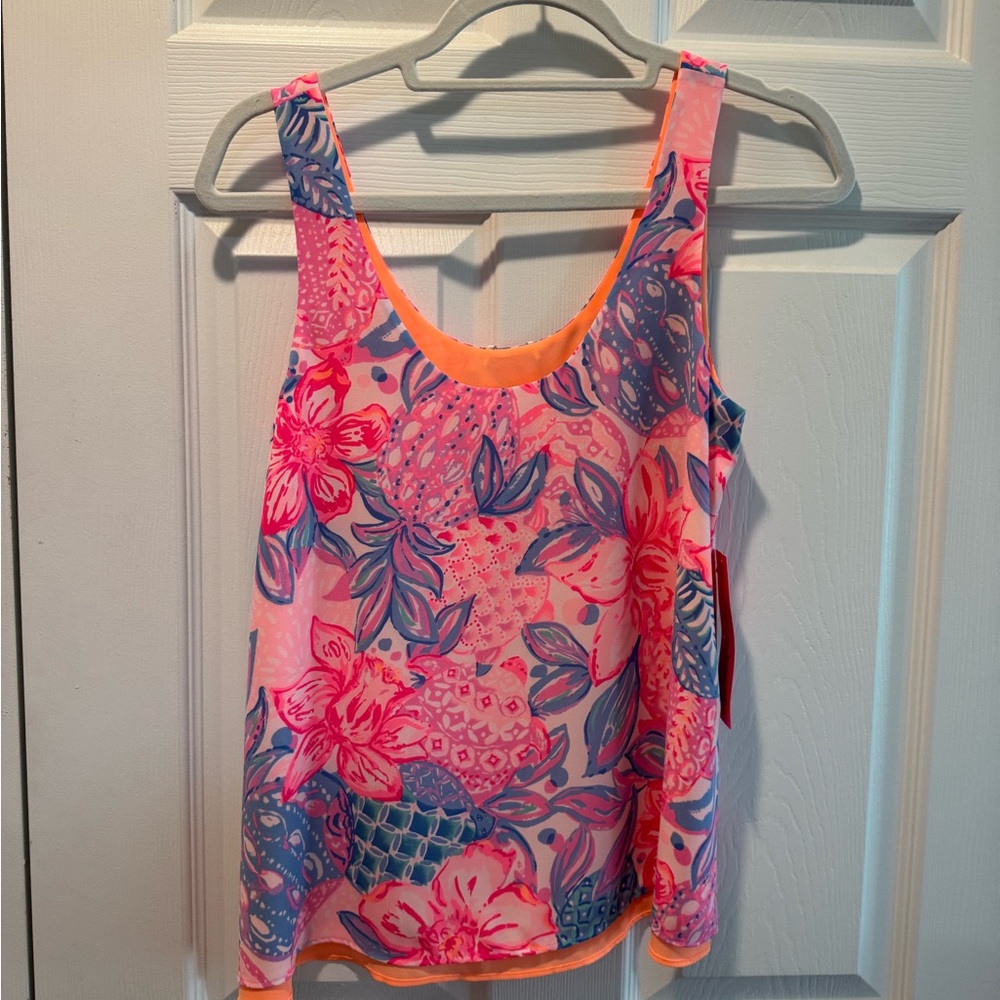 Lilly Pulitzer Orange and Pink Relaxed Tank Top